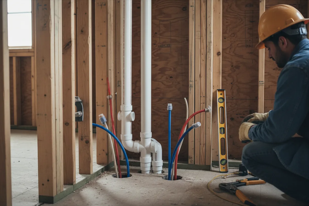 Drain and supply rough-in during Drain Cleaning in Pittsboro