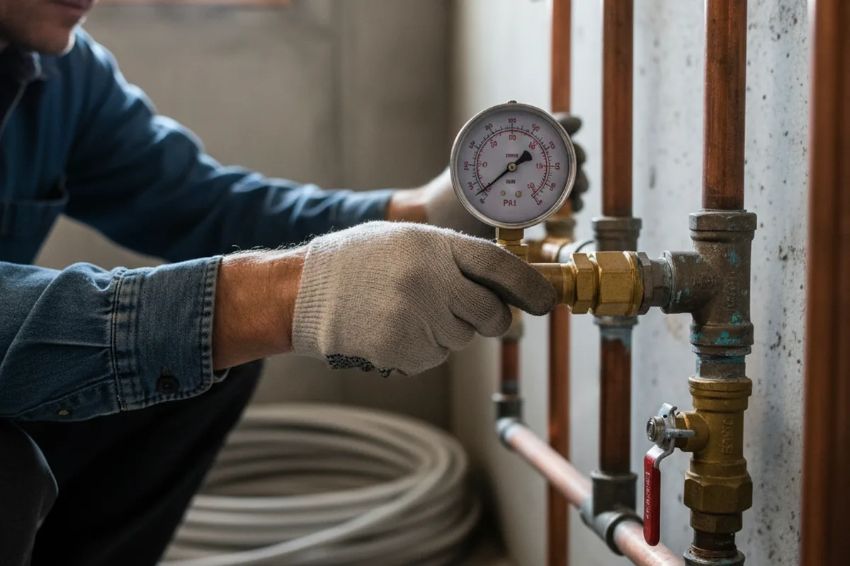 Pressure testing a repaired line during Water Line Repair in Pittsboro